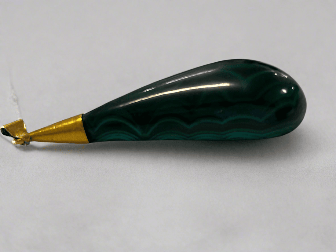 Gold and Malachite Pendant - Industry Vintage