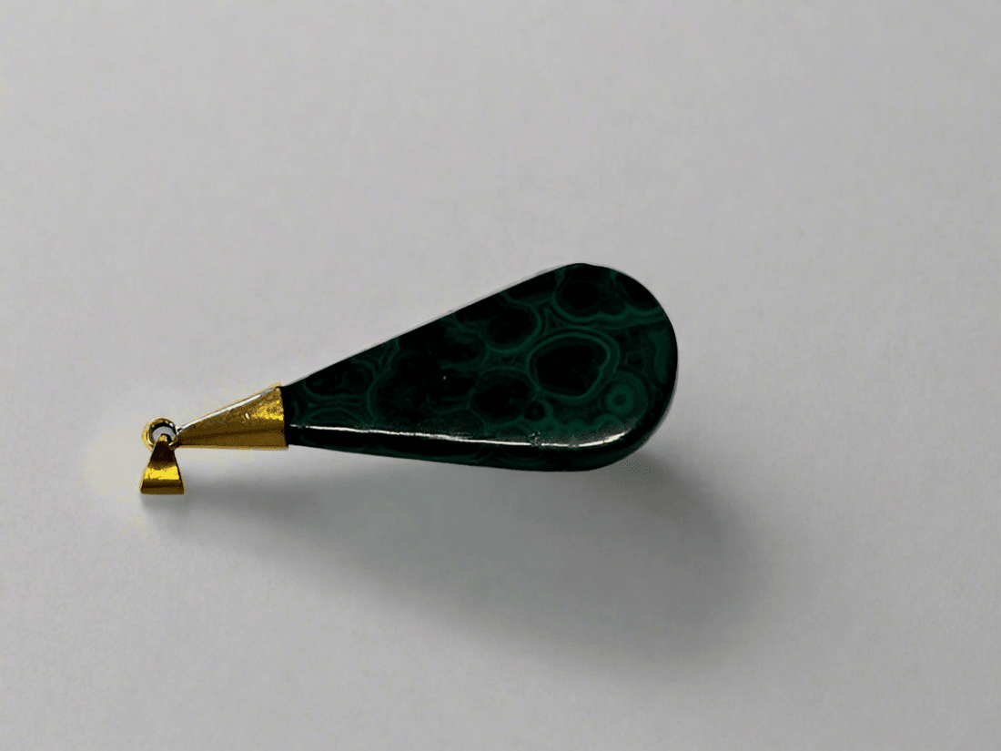 Gold and Malachite Pendant - Industry Vintage