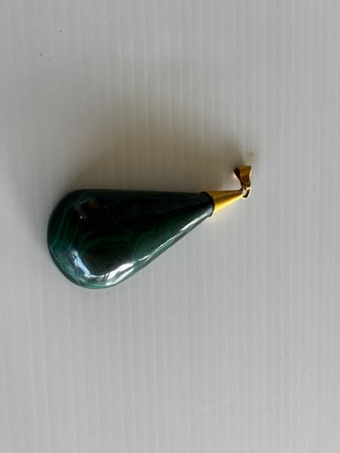 Gold and Malachite Pendant - Industry Vintage
