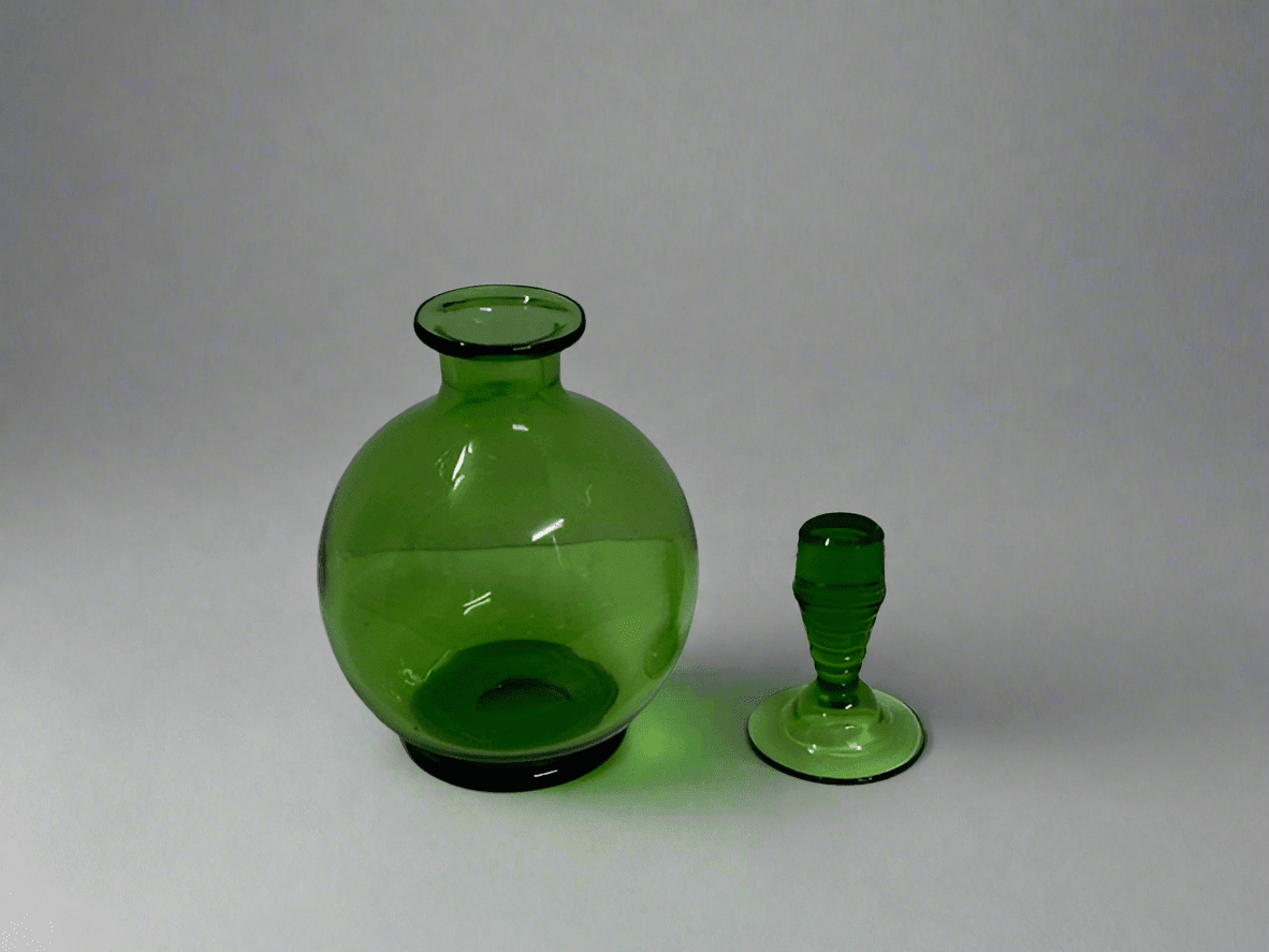 Green Glass Bottle with Lid - Industry Vintage