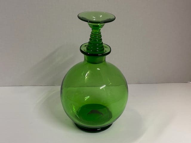 Green Glass Bottle with Lid - Industry Vintage