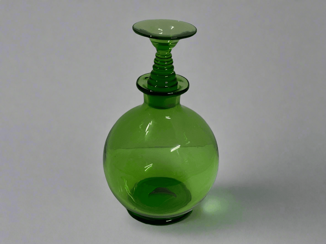 Green Glass Bottle with Lid - Industry Vintage
