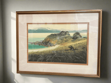 ‘Headland’ by Cynthia Taylor, Fully Framed Watercolour Art - Industry Vintage