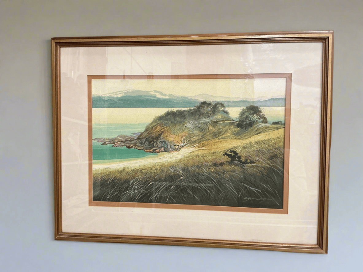 ‘Headland’ by Cynthia Taylor, Fully Framed Watercolour Art - Industry Vintage