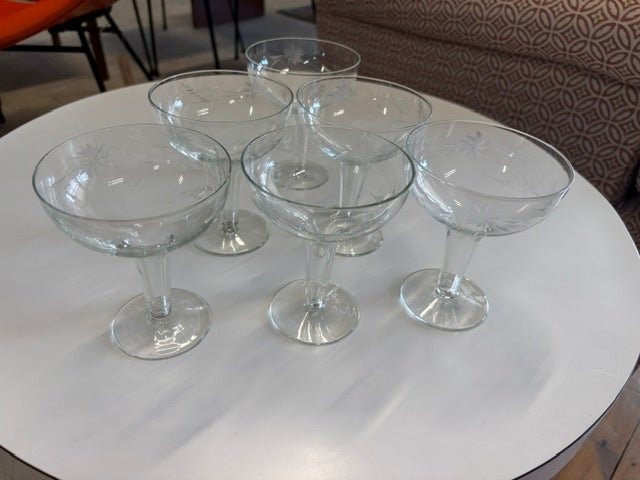 Hollow Stemmed Vintage Champagne Glasses Set of 6 - Industry Vintage
