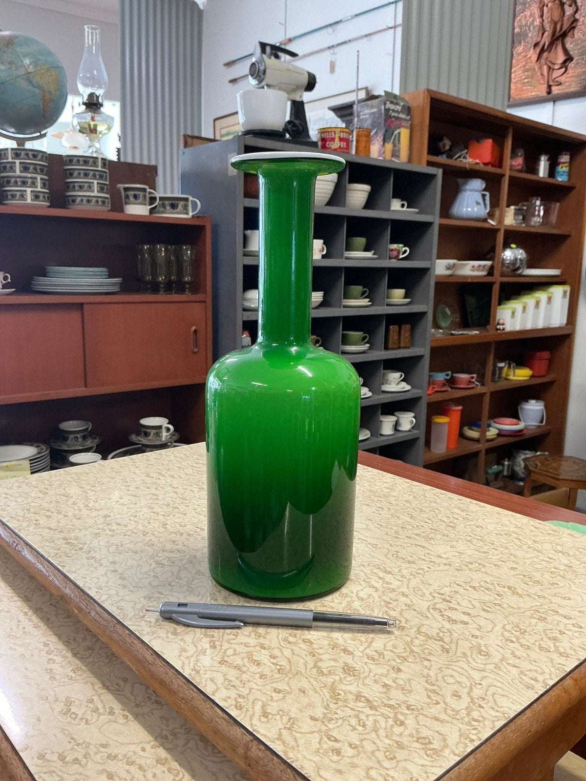 Holmegaard Green Art Glass Vase – Industry Vintage