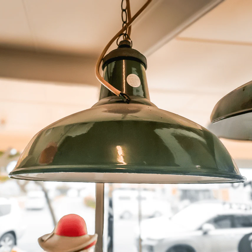 Large Green Vintage Enamel Industrial Pendant Light Shade Industry Vintage