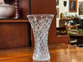 Large Vintage Diamond Point Crystal Vase - Industry Vintage