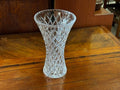 Large Vintage Diamond Point Crystal Vase - Industry Vintage