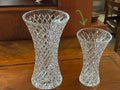 Large Vintage Diamond Point Crystal Vase - Industry Vintage