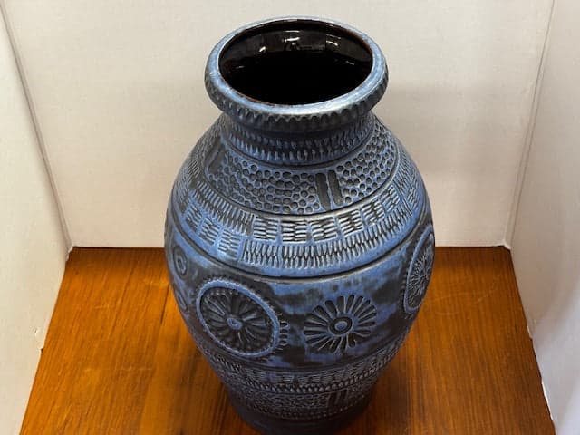 Large West German Pottery Floor Vase - Industry Vintage