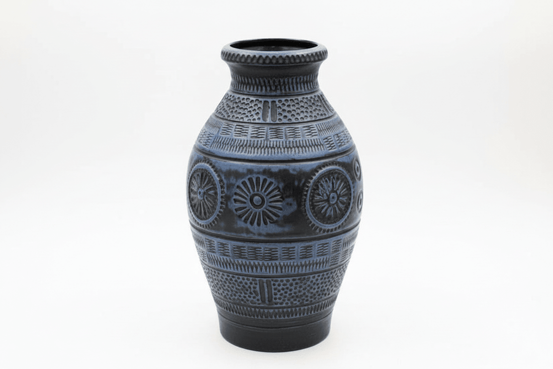 Large West German Pottery Floor Vase - Industry Vintage