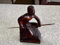 Māori Warrior with Spear Hand Wooden Carving - Industry Vintage
