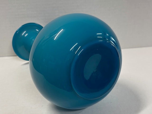 Michael Bang for Holmegaard, Blue and White Glass Vase - Industry Vintage