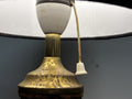 Mid-Century Cork Table Lamp with Brass and Walnut Base - Industry Vintage