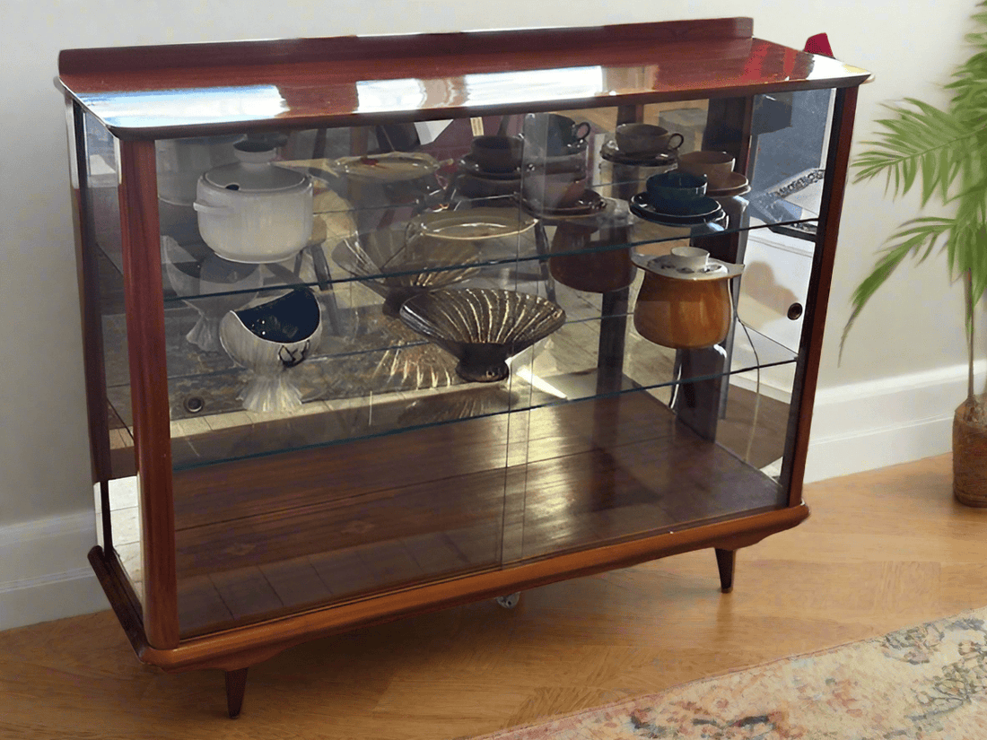 Mid Century Glass Display Cabinet - Industry Vintage