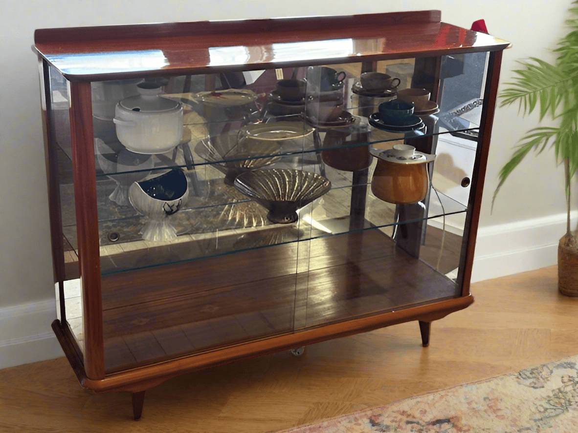 Mid Century Glass Display Cabinet - Industry Vintage