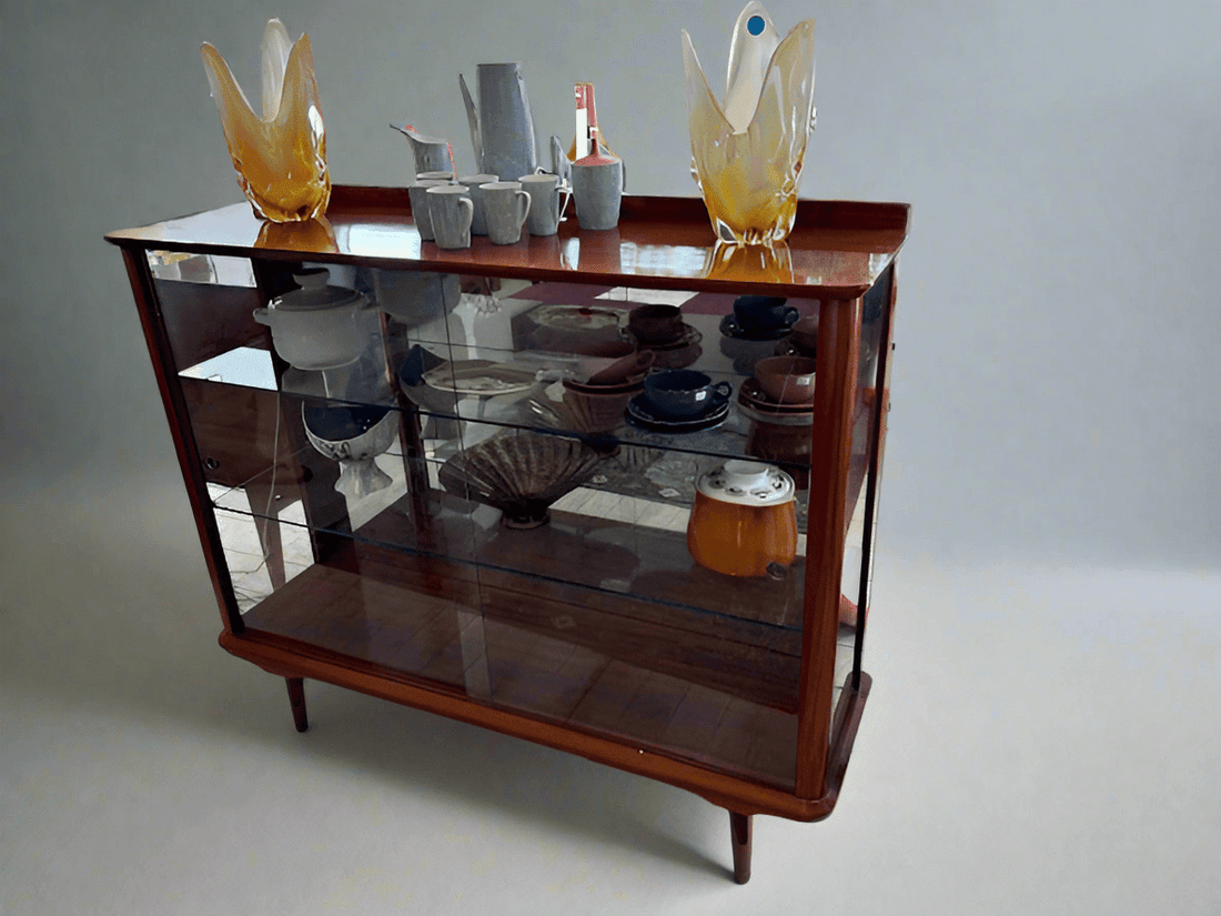Mid Century Glass Display Cabinet - Industry Vintage