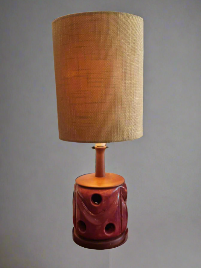 Mid-Century Modern Lamp with Ceramic Base Industry Vintage