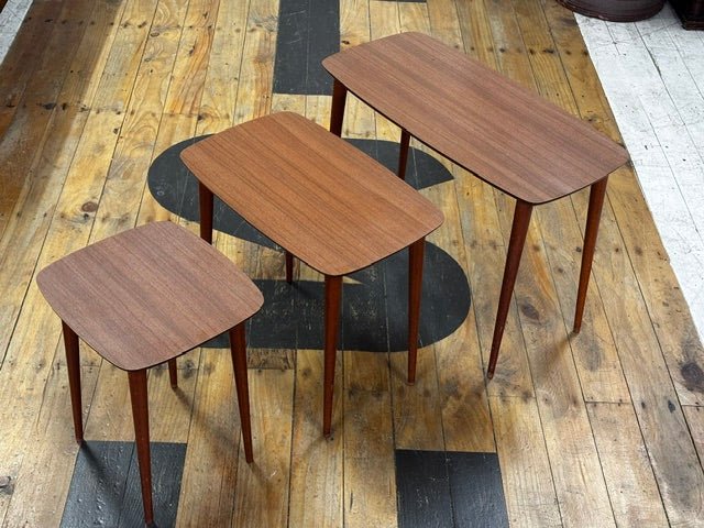 Mid-Century Modern Vintage Formica Nested Table Set - Industry Vintage