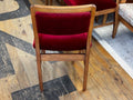 Mid Century Oak and Velvet Dining Chair Set x 6 - Industry Vintage