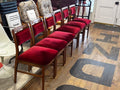 Mid Century Oak and Velvet Dining Chair Set x 6 - Industry Vintage