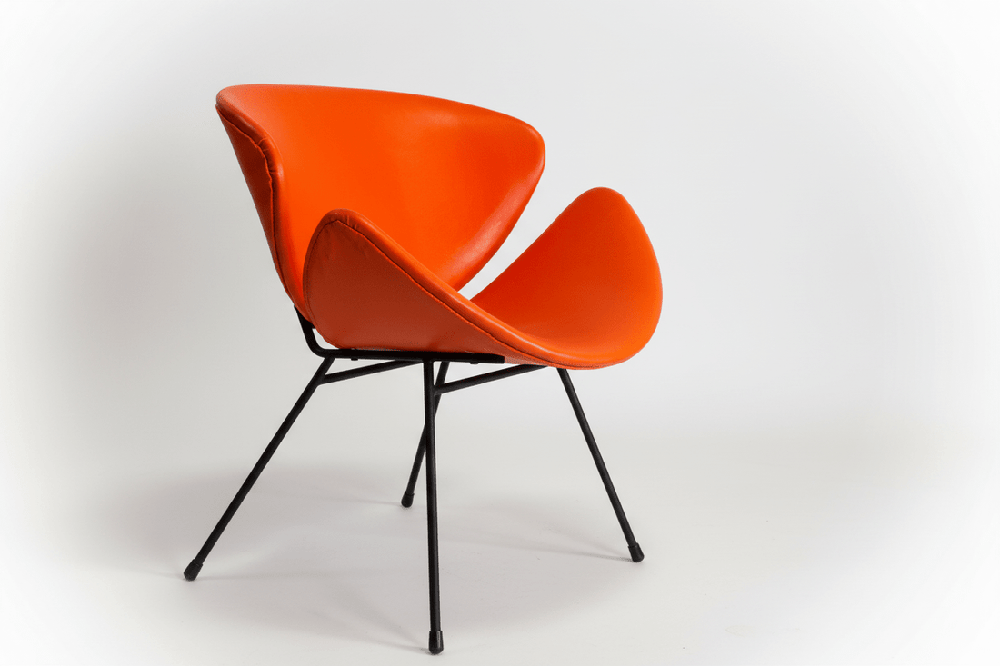 Mid Century Vintage Orange Lip Chair - Industry Vintage
