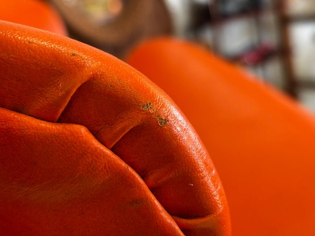 Mid Century Vintage Orange Lip Chair - Industry Vintage