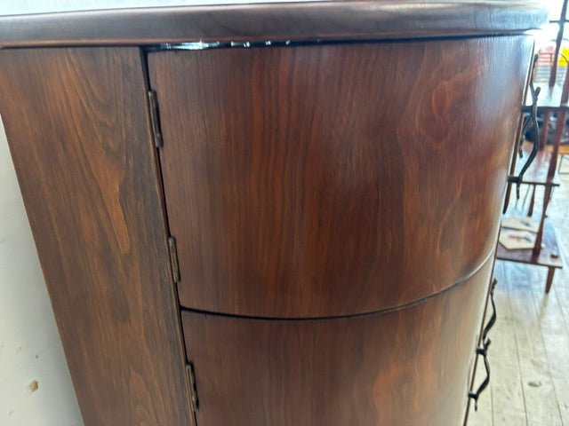 Midcentury Cocktail Cabinet with Vitrolite Serving Shelf - Industry Vintage