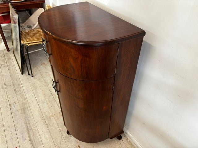 Midcentury Cocktail Cabinet with Vitrolite Serving Shelf - Industry Vintage