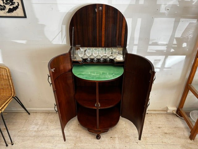 Midcentury Cocktail Cabinet with Vitrolite Serving Shelf - Industry Vintage