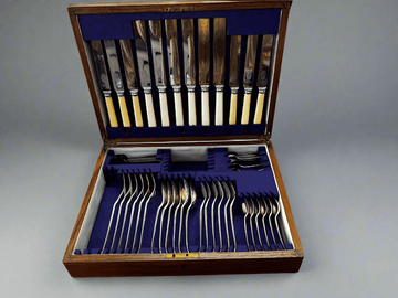 Mixed Vintage 42 Silver and Stainless Steel Cutlery Set with Bone Handle - Industry Vintage