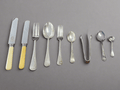 Mixed Vintage 42 Silver and Stainless Steel Cutlery Set with Bone Handle - Industry Vintage