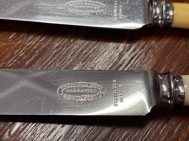 Mixed Vintage 42 Silver and Stainless Steel Cutlery Set with Bone Handle - Industry Vintage