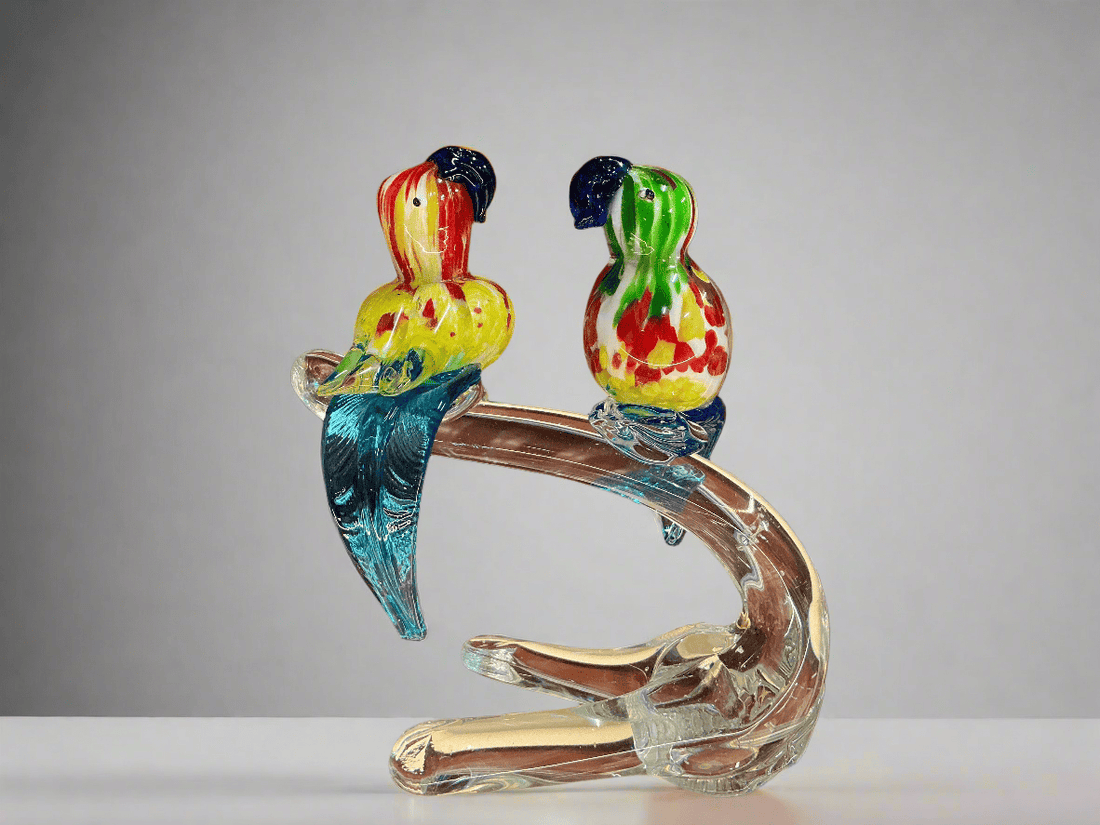 Murano Art Glass Parrots Multicoloured - Industry Vintage