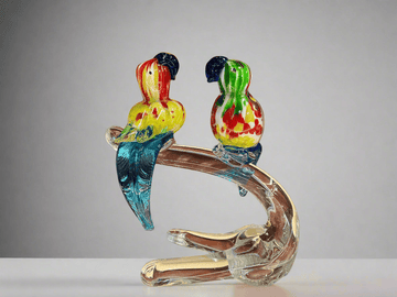 Murano Art Glass Parrots Multicoloured - Industry Vintage