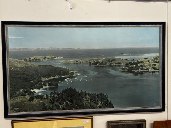 Rare Original Framed Te Kouma Whites Aviation Painting - Industry Vintage