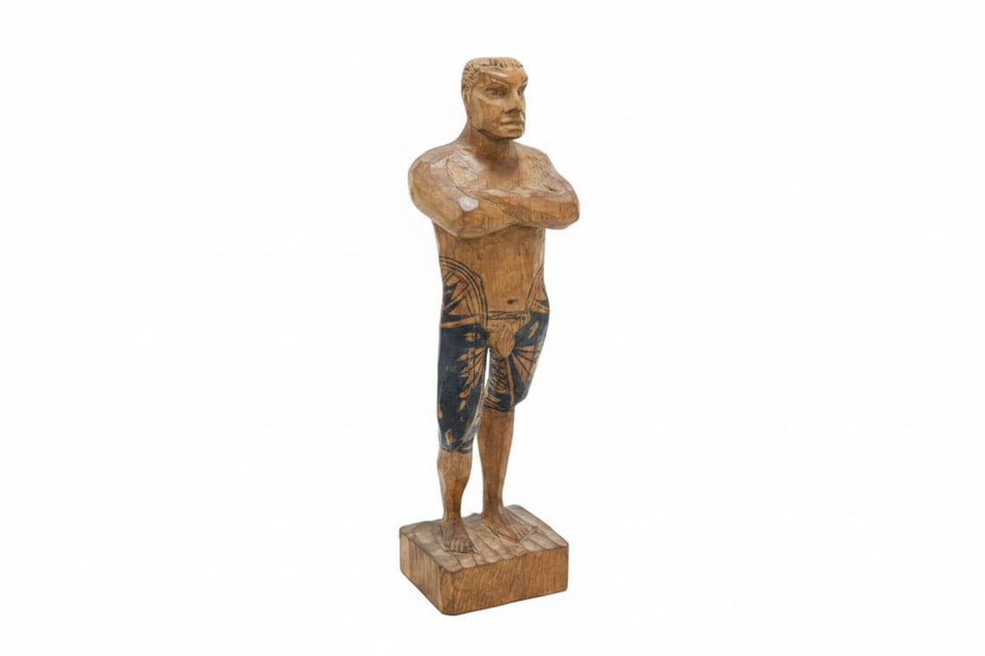 Rare Samoan Tattoo Guide Wood Figure CIRCA 1900 Small - Industry Vintage