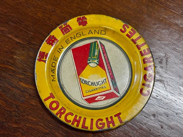 Rare Torchlight Cigarettes Ashtray Advertising Plate - Industry Vintage