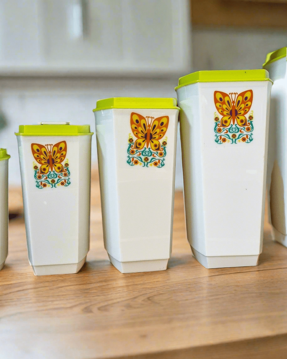 Retro British Plastic Butterly Storage Container Set - Industry Vintage