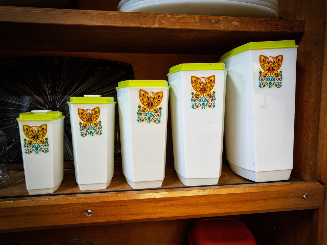 Retro British Plastic Butterly Storage Container Set - Industry Vintage