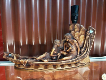 Retro Māori Waka Table Lamp Resin - Industry Vintage