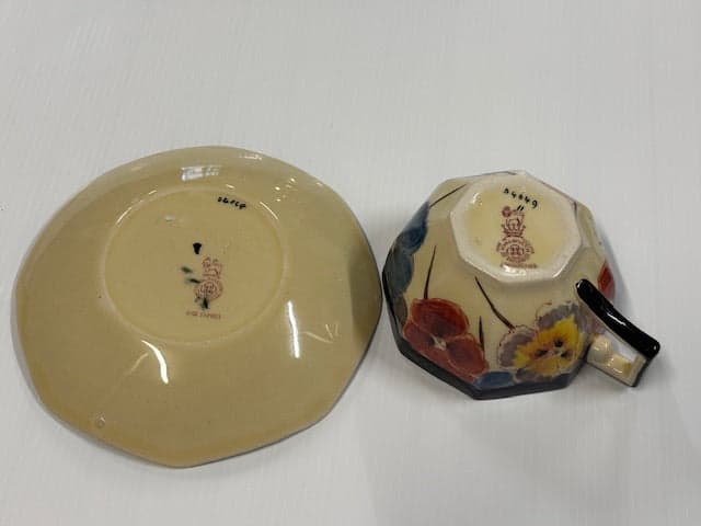 Royal Doulton D 4049 Pansies Cup & Saucer - Industry Vintage
