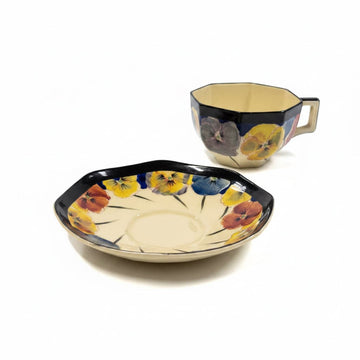 Royal Doulton D 4049 Pansies Cup & Saucer - Industry Vintage