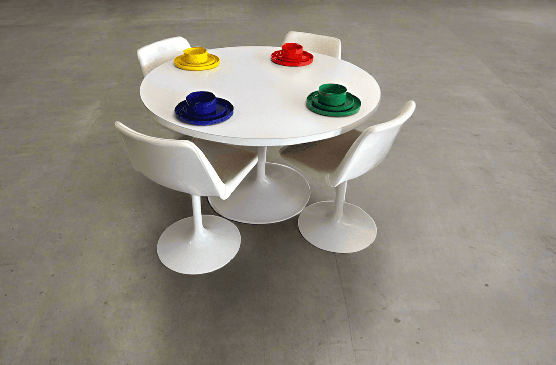 Sebel Vintage Round Dining Table and Swivel Chairs - Industry Vintage
