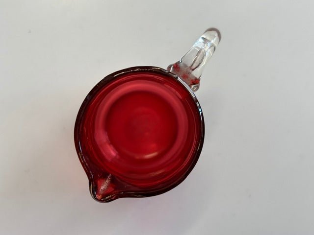 Victorian Mary Gregory Cranberry Glass Jug Small - Industry Vintage