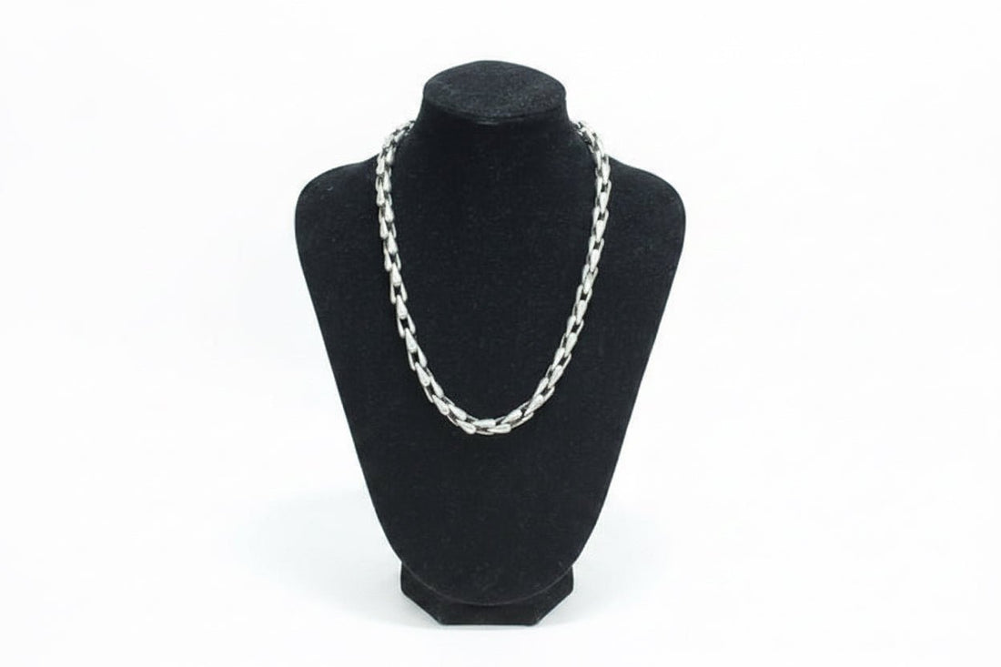 Vintage 1950’s-1960’s Modernist Sterling Silver Link Necklace - Industry Vintage