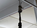 Vintage Aqua-Blue Glass Fishing Float in Hand-Tied Rope - Industry Vintage