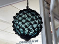 Vintage Aqua-Blue Glass Fishing Float in Hand-Tied Rope - Industry Vintage