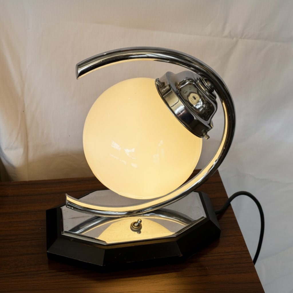 Vintage Art Deco Chrome Lamp on Base - Industry Vintage